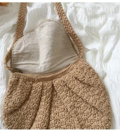 Elena Handbags Handmade Crochet Button Woven Crossbody Bag