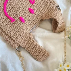 Elena Handbags Handmade Crochet Smiley Bag