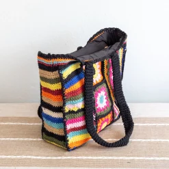 Elena Handbags Handmade Crochet Granny Square Patchwork Shoulder Bag