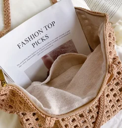 Elena Handbags Handmade Crochet Retro Tote Shoulder Bag