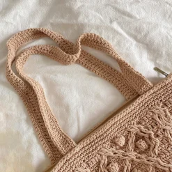 Elena Handbags Handmade Cotton Knitted Shoulder Bucket Bag