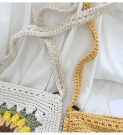 Elena Handbags Handmade Crochet Sunflower Purse