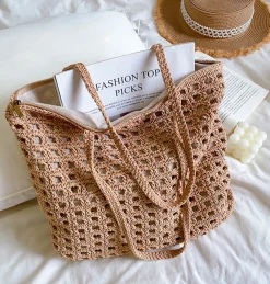 Elena Handbags Handmade Crochet Retro Tote Shoulder Bag
