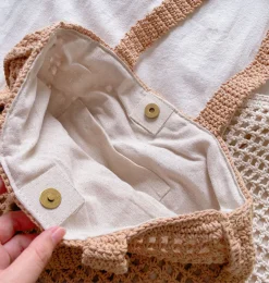 Elena Handbags Handmade Crochet Large Fishnet Tote