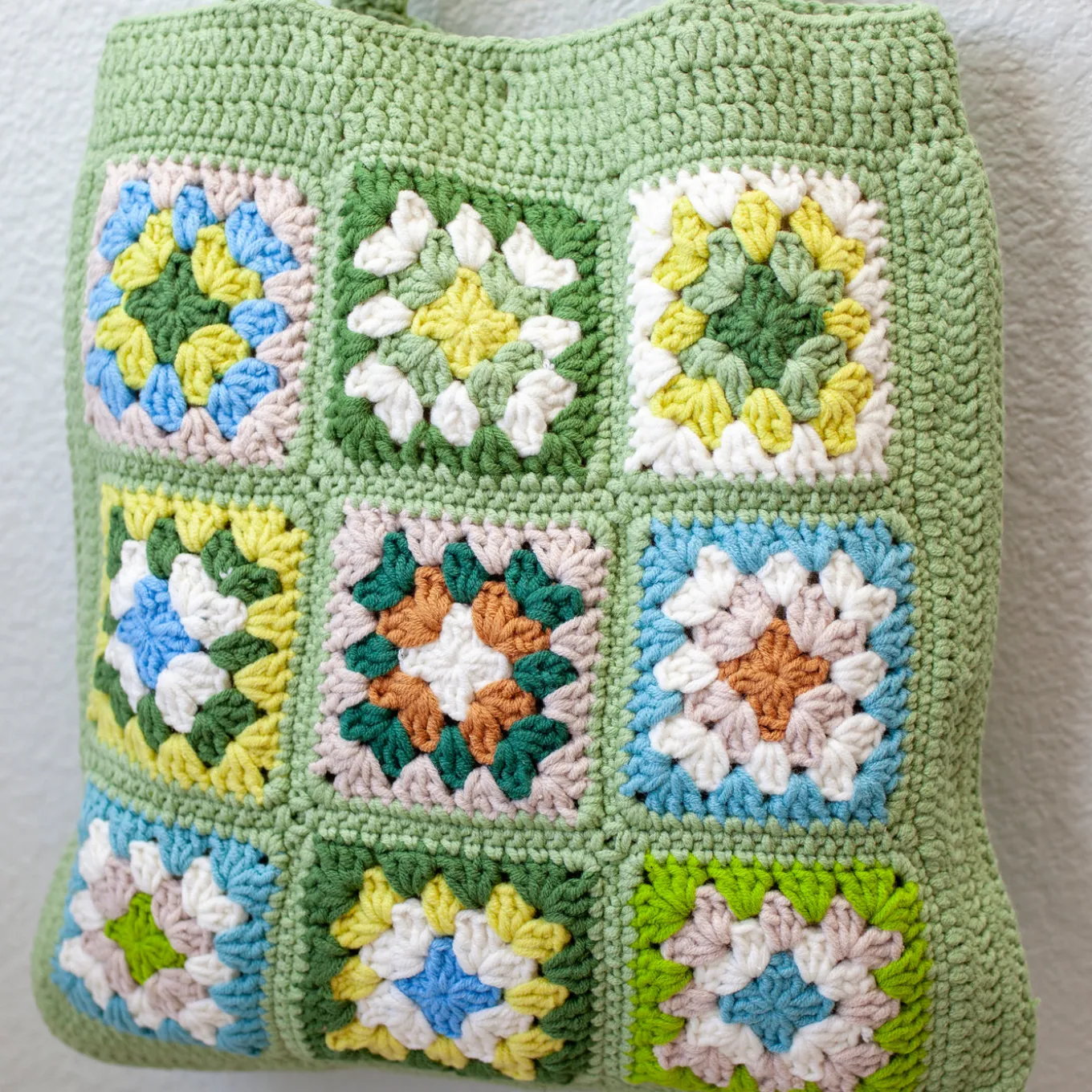 Elena Handbags Handmade Crochet Granny Square Patch Shoulder Bag