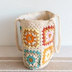 Elena Handbags Handmade Crochet Granny Square Tote