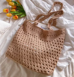 Elena Handbags Handmade Crochet Retro Style Tote Bag
