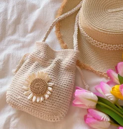 Elena Handbags Handmade Crochet Flower Purse