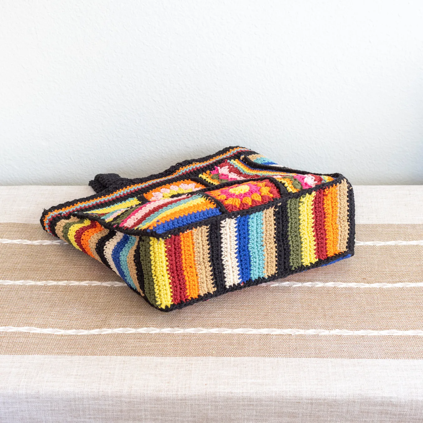 Elena Handbags Handmade Crochet Granny Square Patchwork Shoulder Bag