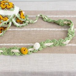 Elena Handbags Handmade Crochet Floral Patch Knit Shoulder Bag
