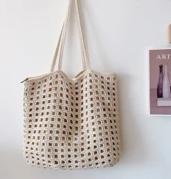 Elena Handbags Handmade Crochet Retro Tote Shoulder Bag