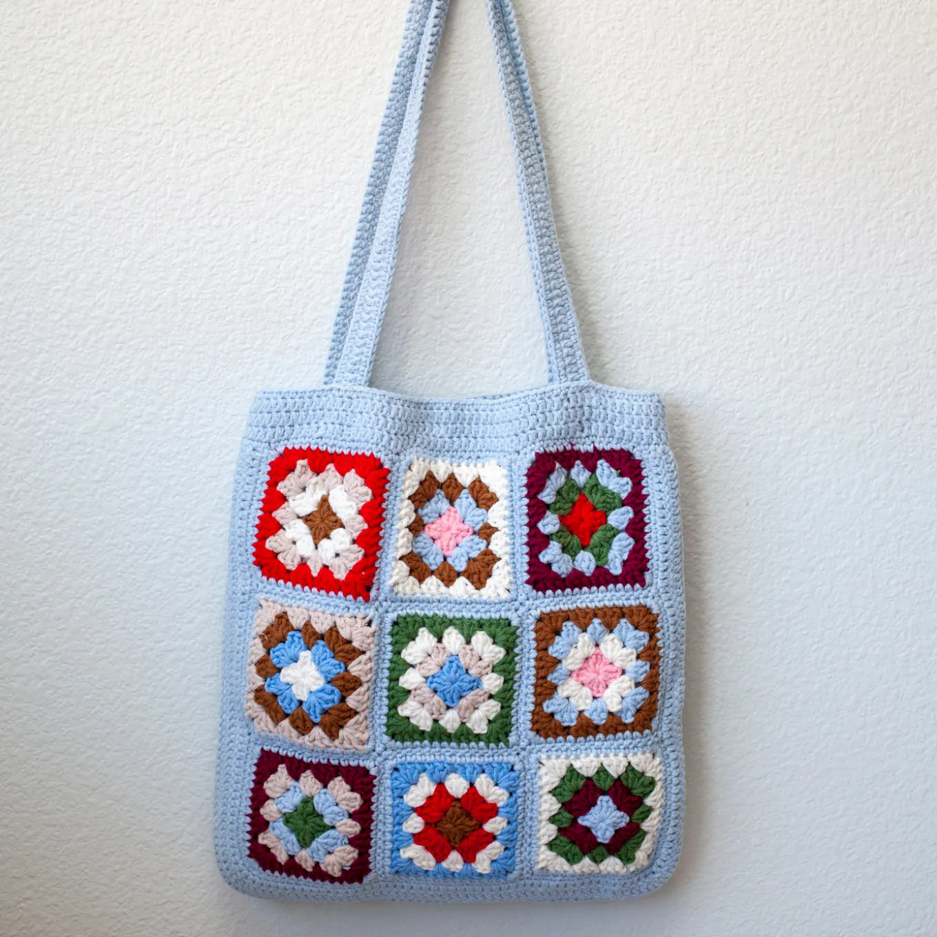 Elena Handbags Handmade Crochet Granny Square Patch Shoulder Bag