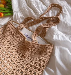 Elena Handbags Handmade Crochet Retro Style Tote Bag