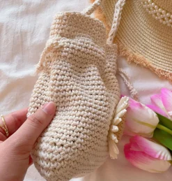 Elena Handbags Handmade Crochet Flower Purse