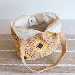 Elena Handbags Handmade Crochet Sunflower Granny Square Tote