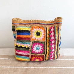 Elena Handbags Handmade Crochet Granny Square Patchwork Shoulder Bag