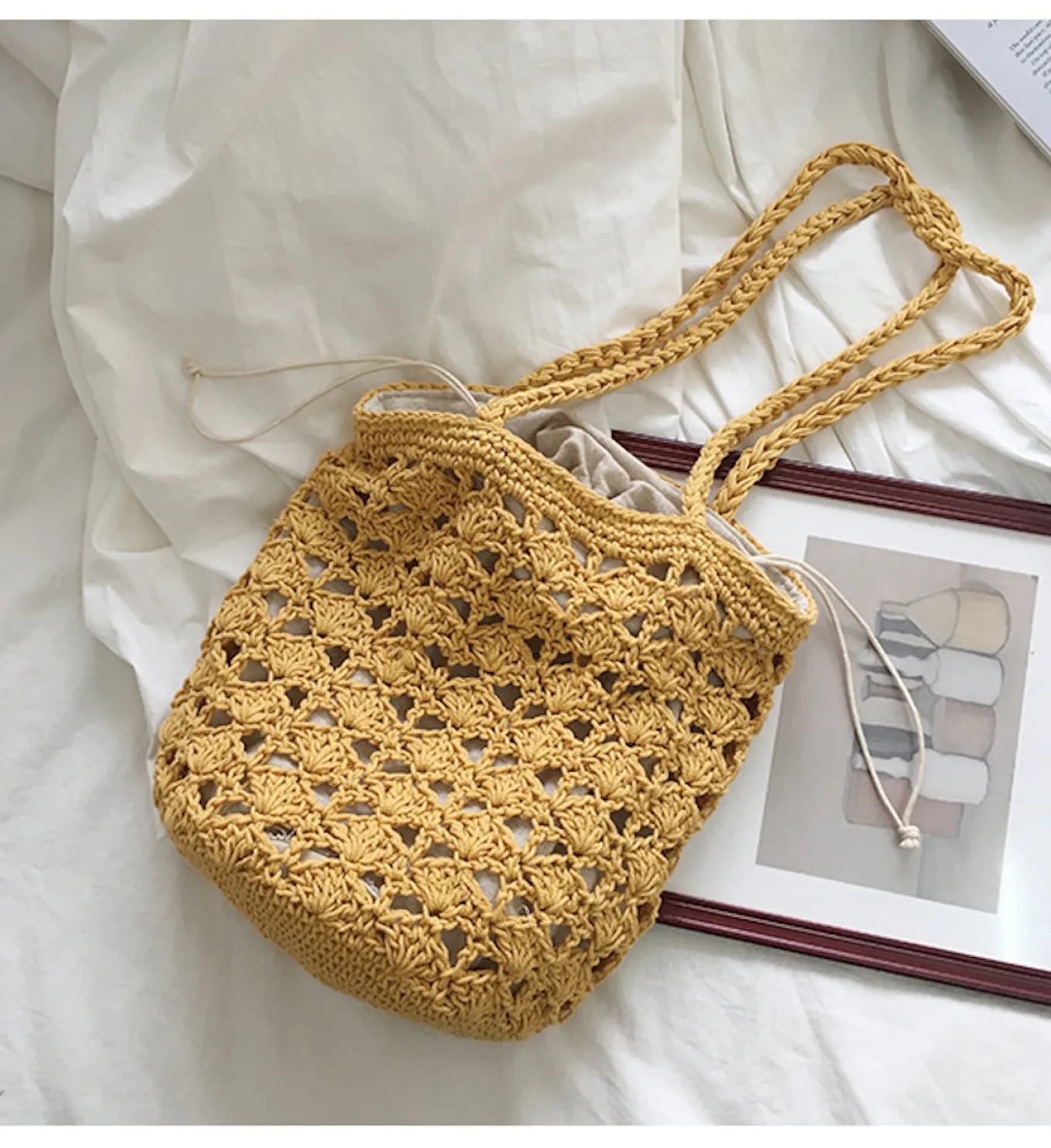 Elena Handbags Handmade Crochet Bucket Shoulder Bag