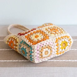 Elena Handbags Handmade Crochet Granny Square Tote