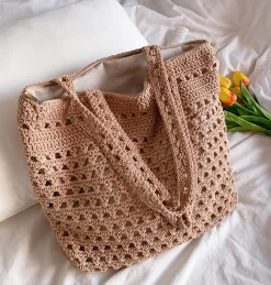 Elena Handbags Handmade Crochet Retro Style Tote Bag