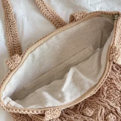 Elena Handbags Handmade Cotton Knitted Shoulder Bucket Bag