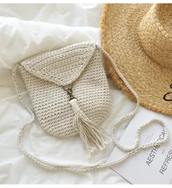 Elena Handbags Handmade Crochet Mini Purse with Tassel