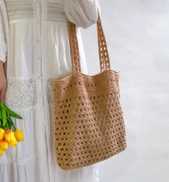 Elena Handbags Handmade Crochet Retro Style Tote Bag