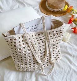 Elena Handbags Handmade Crochet Retro Tote Shoulder Bag