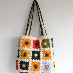 Elena Handbags Handmade Granny Square Shoulder Tote Bag
