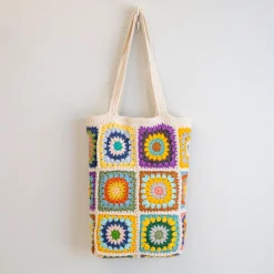 Elena Handbags Handmade Granny Square Shoulder Tote Bag