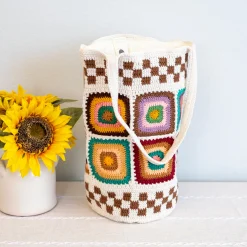 Elena Handbags Handmade Granny Square Shoulder Tote Bag