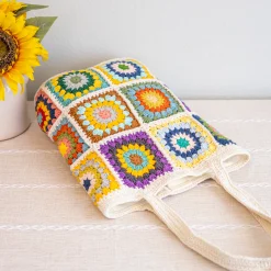 Elena Handbags Handmade Granny Square Shoulder Tote Bag