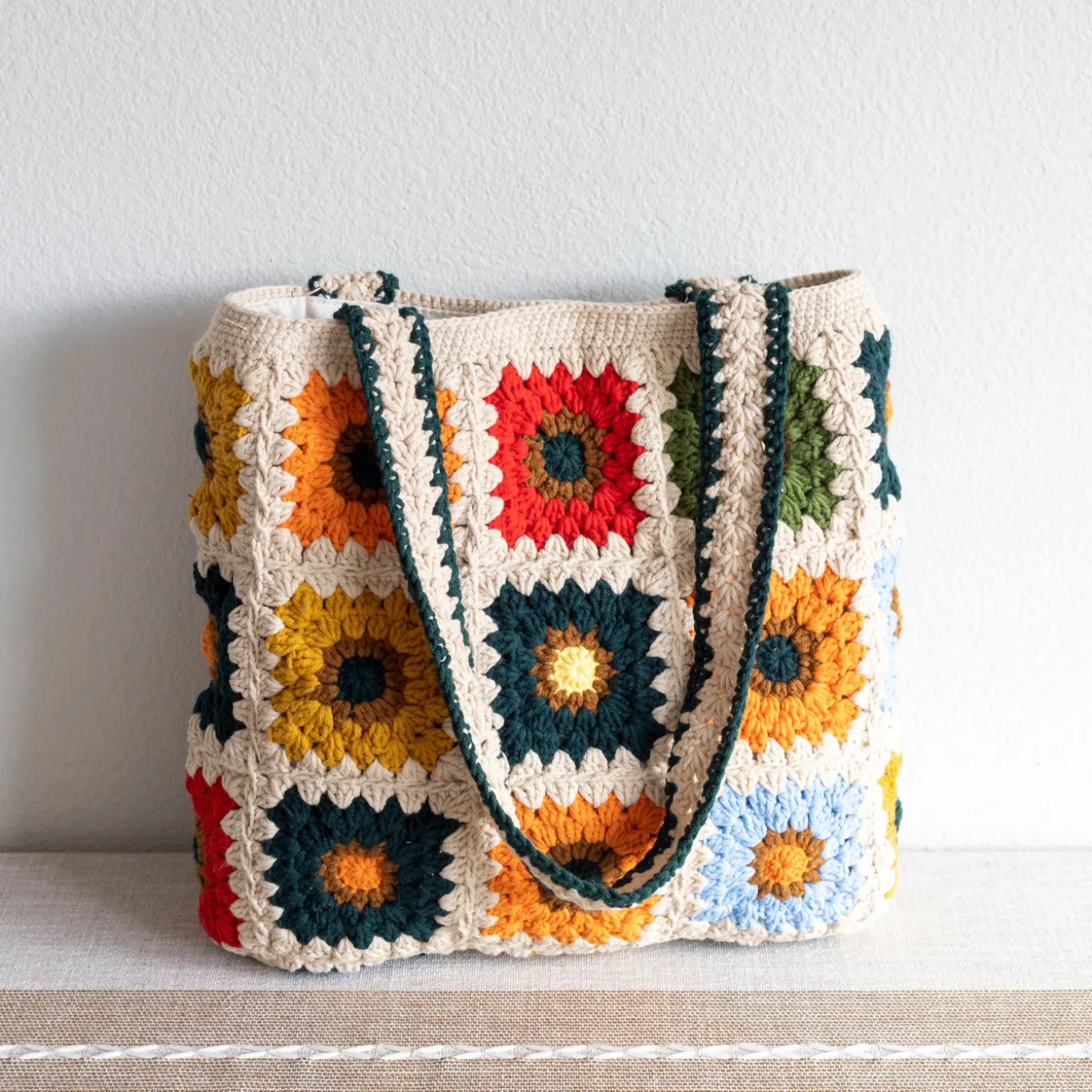 Elena Handbags Handmade Granny Square Shoulder Tote Bag
