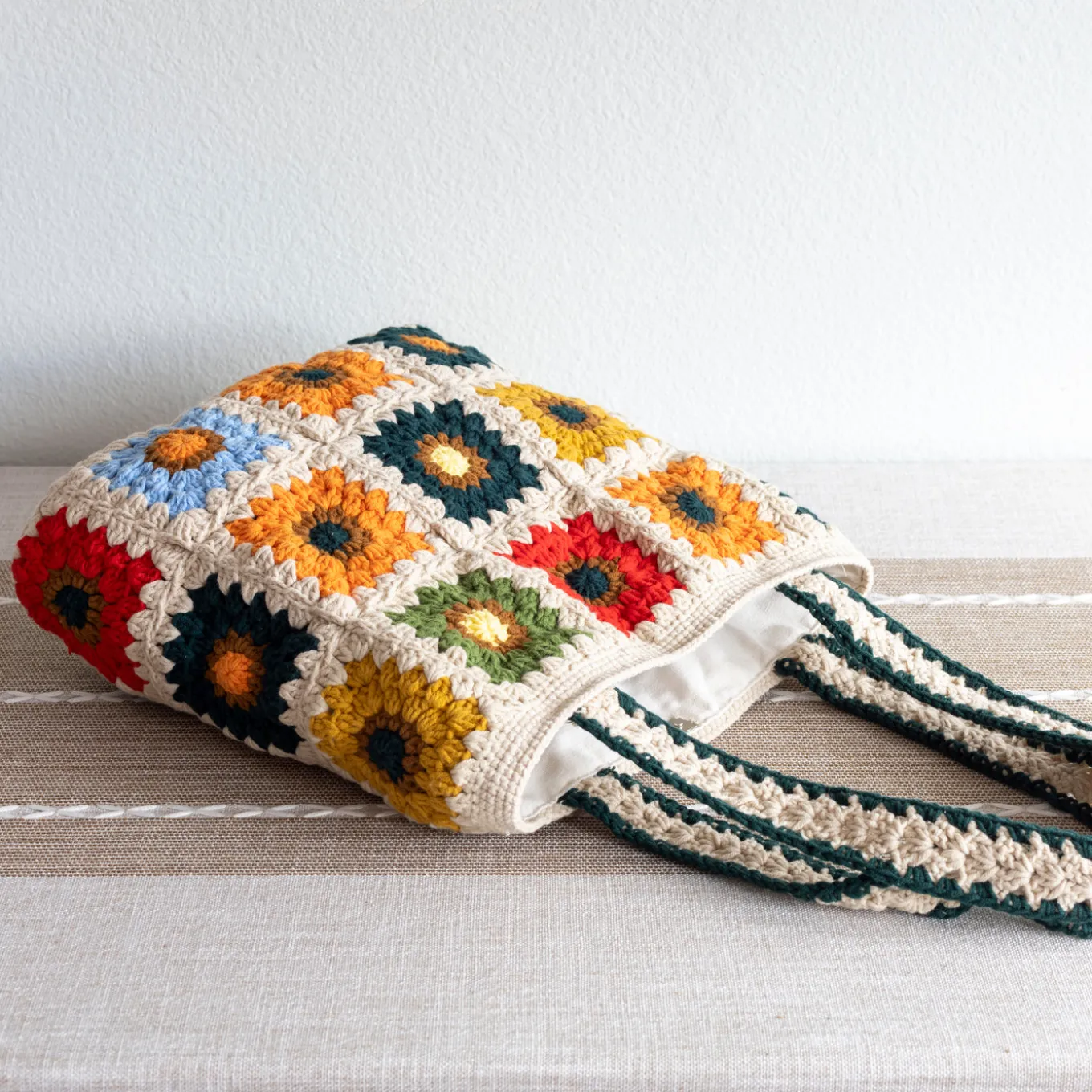 Elena Handbags Handmade Granny Square Shoulder Tote Bag