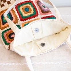 Elena Handbags Handmade Granny Square Shoulder Tote Bag