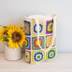 Elena Handbags Handmade Granny Square Shoulder Tote Bag