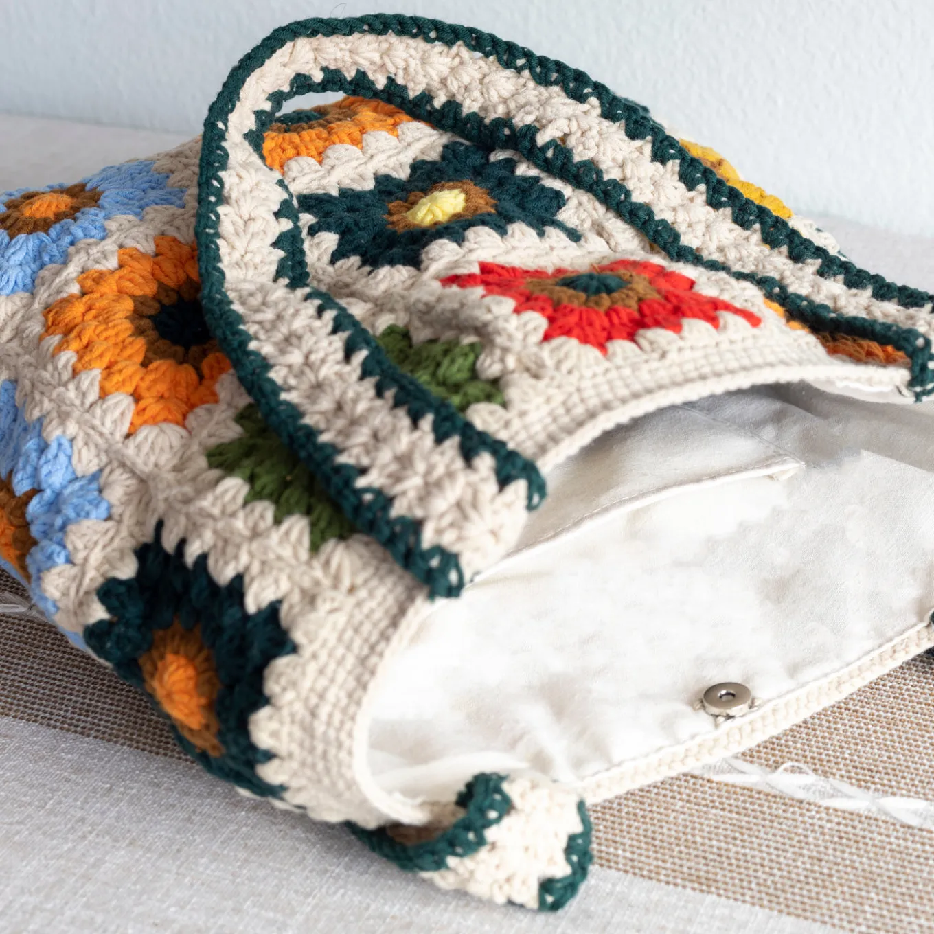 Elena Handbags Handmade Granny Square Shoulder Tote Bag