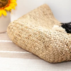Elena Handbags Handmade Large Rattan Basket Summer Beach Tote Bag