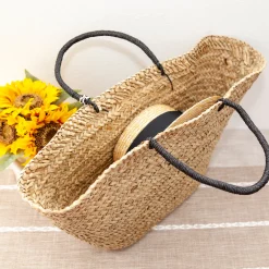 Elena Handbags Handmade Large Rattan Basket Summer Beach Tote Bag