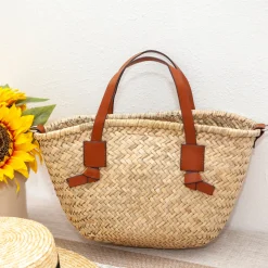 Elena Handbags Handmade Rattan Basket Tote Bag