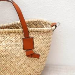 Elena Handbags Handmade Rattan Basket Tote Bag