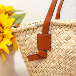 Elena Handbags Handmade Rattan Basket Tote Bag