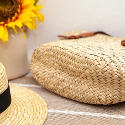 Elena Handbags Handmade Rattan Basket Tote Bag