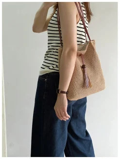 Elena Handbags Handmade Retro Woven Shoulder Bag