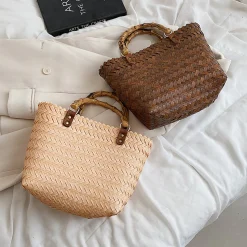 Elena Handbags Handmade Summer Beach Basket Tote