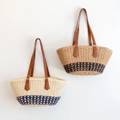 Elena Handbags Handmade Summer Straw Basket Bag Beach Handbag