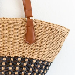 Elena Handbags Handmade Summer Straw Basket Bag Beach Handbag