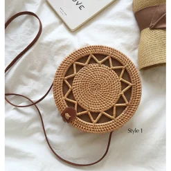 Elena Handbags Handmade Wicker Woven Shoulder Purse
