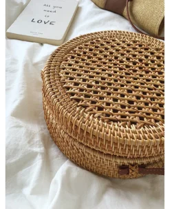 Elena Handbags Handmade Wicker Woven Shoulder Purse