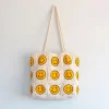 Elena Handbags Happy Face Square Patch Tote Bag