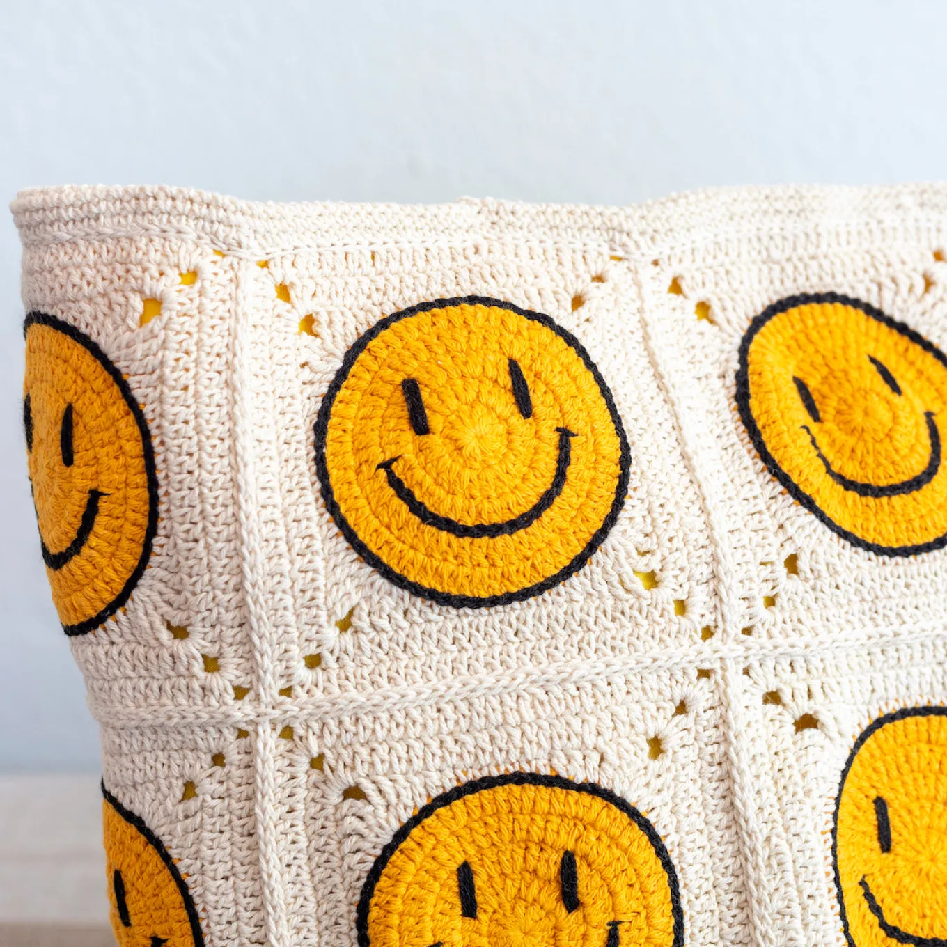 Elena Handbags Happy Face Square Patch Tote Bag